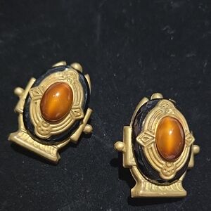 Elegant Gold and Black Earrings